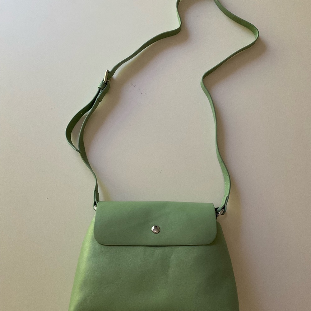 NEW Soft Faux Leather Flap Purse Saddle Bag Crossbody Shoulder Sage Green